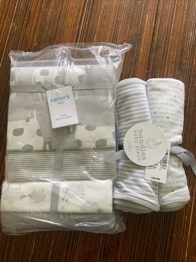 Carter's Baby Neutral Gray & White Receiving Blankets Set